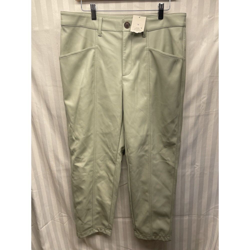 Women's High-Rise Faux Leather Ankle Trousers Pants A New Day Sage Green SIZE 12